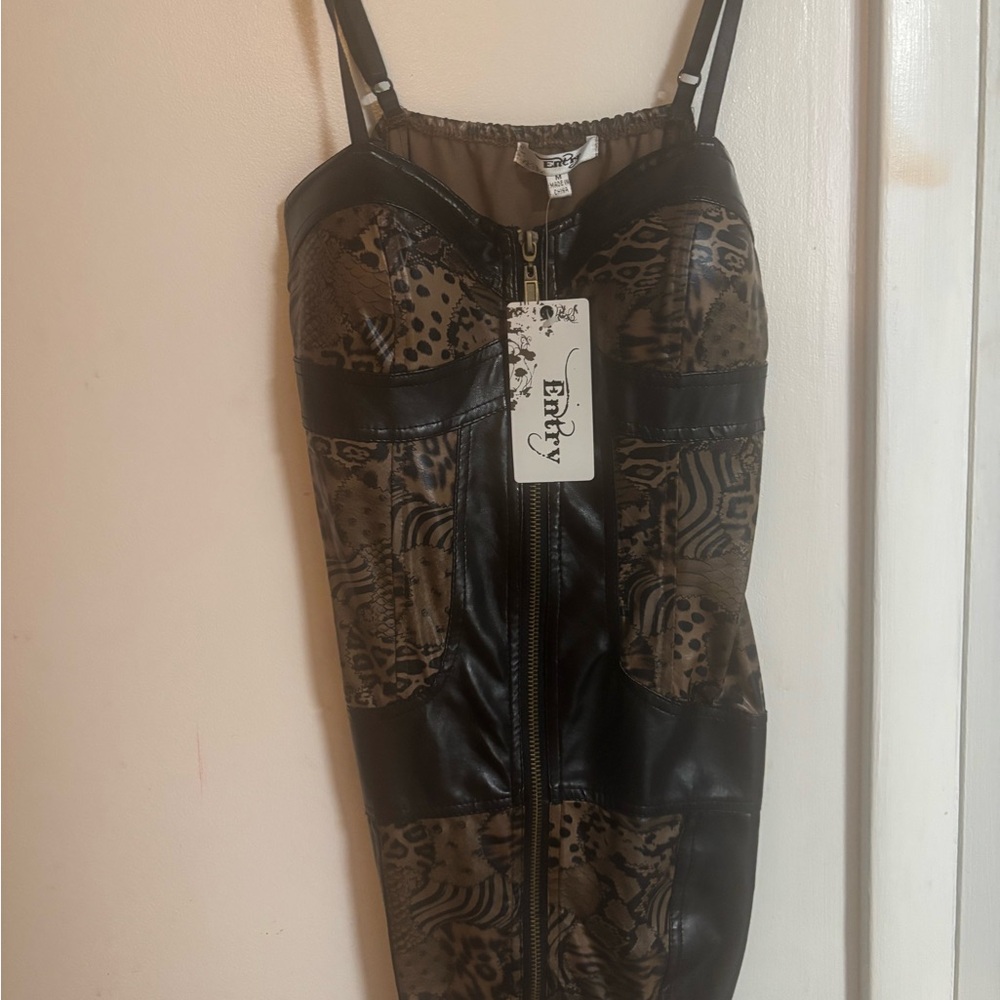Edgy Black and Brown Mini Dress